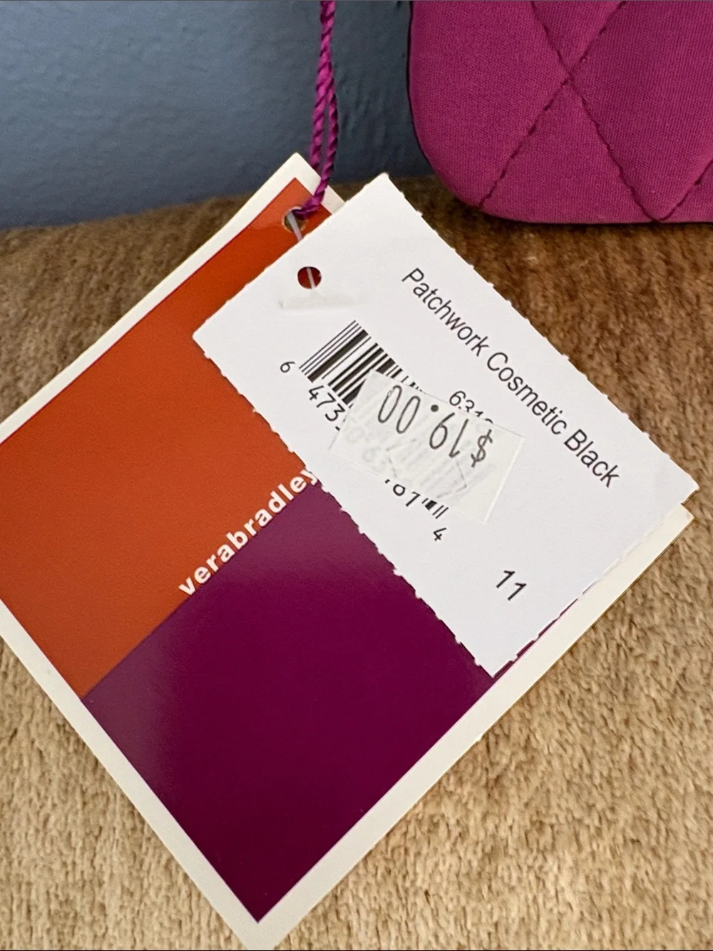 Vera Bradley Quilted Patchwork Zipped Pouch in Pink, Orange & Green